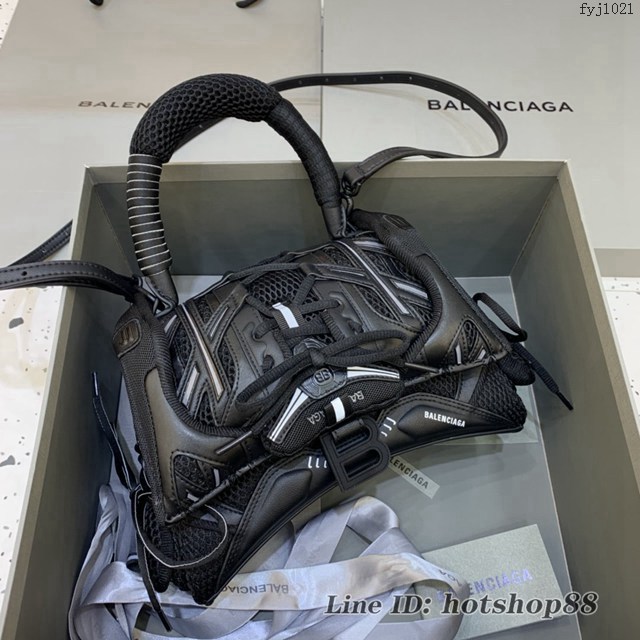 Balenciaga專櫃爆款手提肩背女包 巴黎世家鱷魚紋牛皮黑色Hourglass球鞋沙漏包 fyj1021