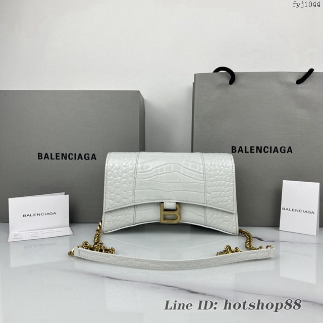 Balenciaga專櫃爆款鱷魚紋牛皮女包鏈條包 巴黎世家經典沙漏鏈條斜挎包 fyj1044