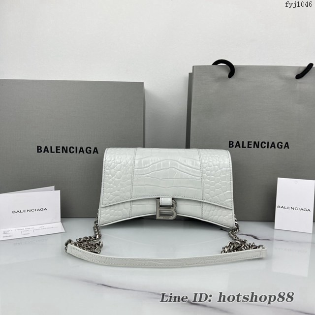 Balenciaga專櫃爆款鱷魚紋牛皮女包鏈條包 巴黎世家經典沙漏鏈條斜挎包 fyj1046