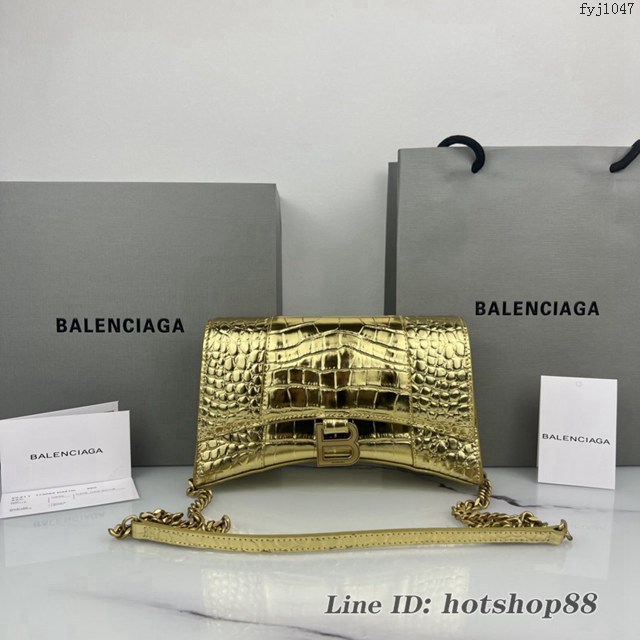 Balenciaga專櫃爆款鱷魚紋牛皮女包鏈條包 巴黎世家經典沙漏鏈條斜挎包 fyj1047