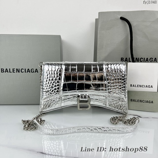 Balenciaga專櫃爆款鱷魚紋牛皮女包鏈條包 巴黎世家經典沙漏鏈條斜挎包 fyj1048