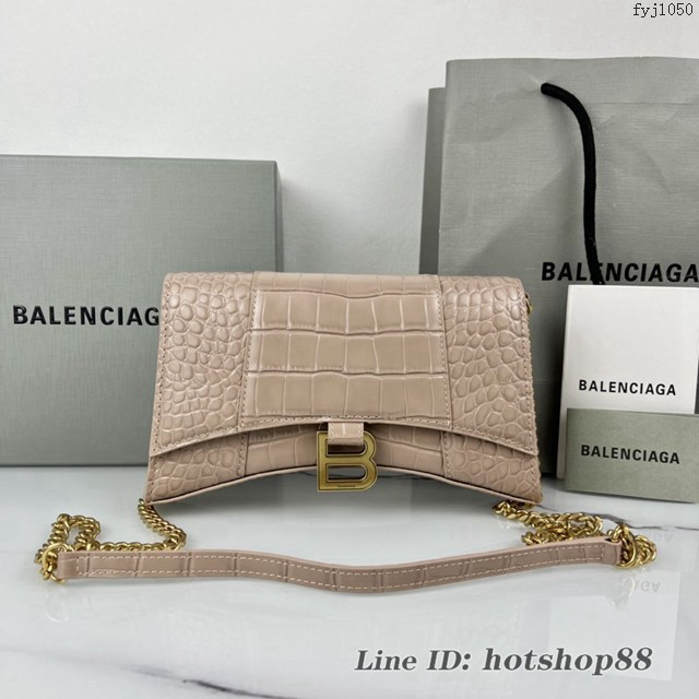 Balenciaga專櫃爆款鱷魚紋牛皮女包鏈條包 巴黎世家經典沙漏鏈條斜挎包 fyj1050