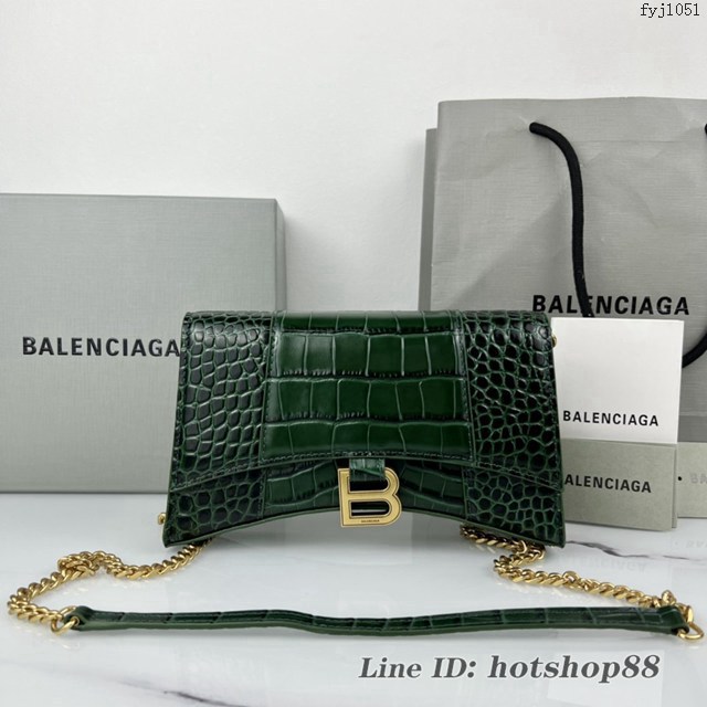 Balenciaga專櫃爆款鱷魚紋牛皮女包鏈條包 巴黎世家經典沙漏鏈條斜挎包 fyj1051