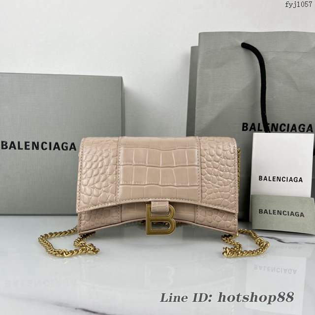 Balenciaga專櫃爆款鱷魚紋牛皮女包鏈條包 巴黎世家經典小號沙漏包鏈條斜挎包 fyj1057