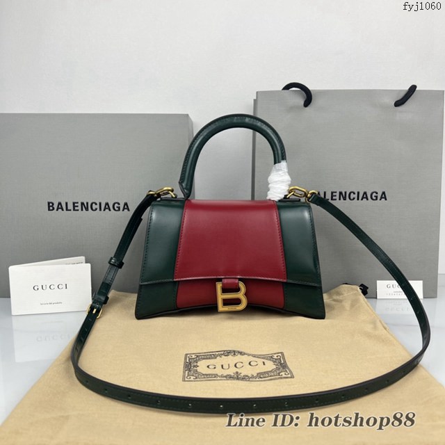 Balenciaga專櫃爆款手提肩背沙漏包 巴黎世家Balenciaga&GUCCi沙漏包紅/綠拼色 fyj1060