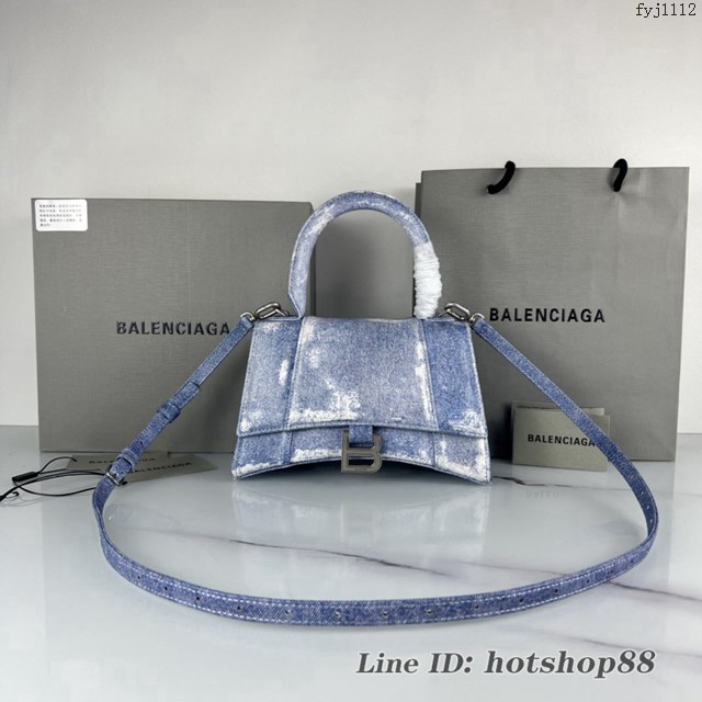 Balenciaga專櫃爆款手提肩背女包沙漏包 巴黎世家Hourglass牛皮牛仔印花沙漏包 fyj1112