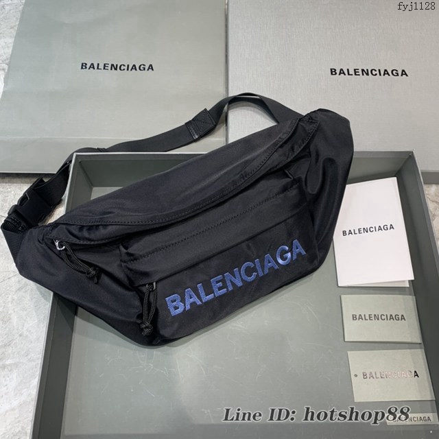 Balenciaga專櫃爆款男女同款腰包胸包 巴黎世家Wheel Logo刺繡腰包 fyj1128