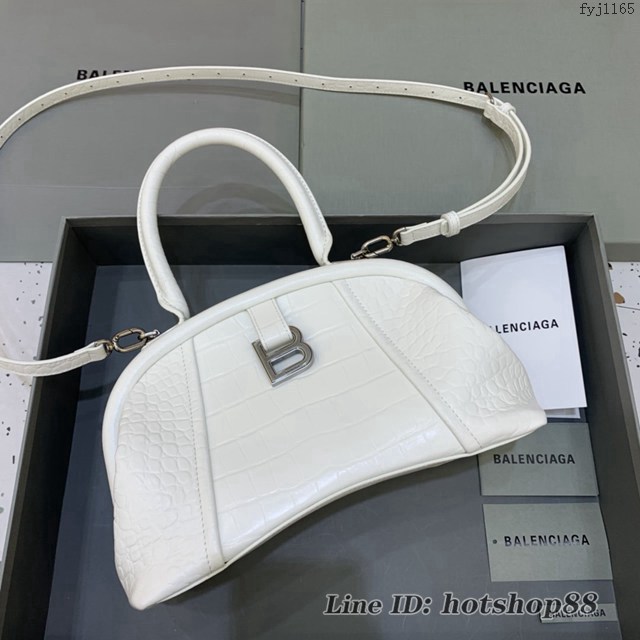 Balenciaga專櫃2022爆款鱷魚紋軟性牛皮手提肩背女包 巴黎世家Editor沙漏餃子包 fyj1165