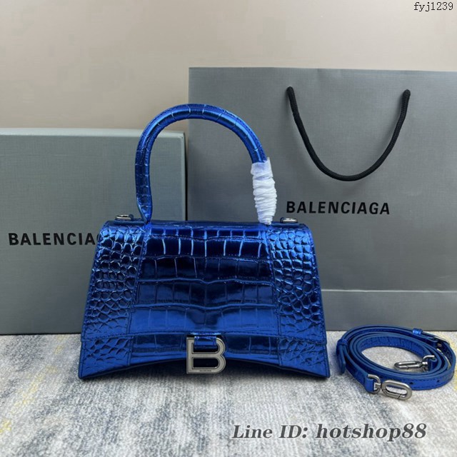 Balenciaga專櫃爆款新色鱷魚紋S號Hourglass沙漏包 巴黎世家頂級原單手提肩背包 款號：8895 fyj1239