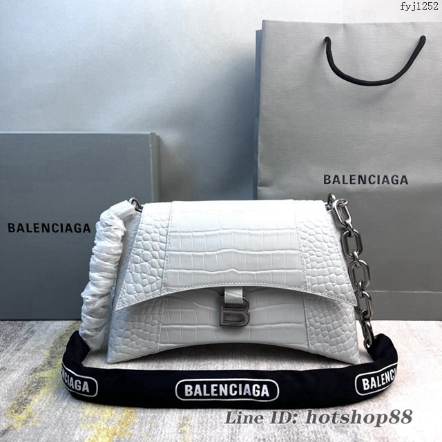 Balenciaga專櫃爆款鱷魚紋女士皮包 巴黎世家2022鏈條包Downtown S號單肩包 款號:8509 fyj1252