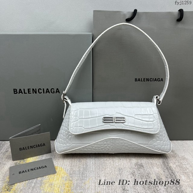 Balenciaga專櫃2022爆款XX系列腋下包 巴黎世家鱷魚白肩背女包 fyj1259