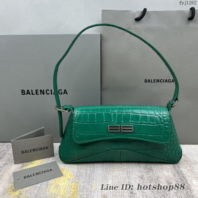 Balenciaga專櫃2022爆款XX系列腋下包 巴黎世家鱷魚綠肩背女包 fyj1262