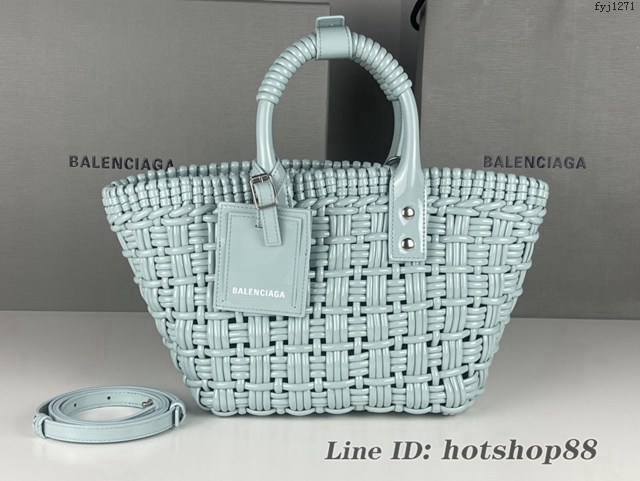 Balenciaga專櫃爆款漆面人造皮革編織敞口托特包 巴黎世家中號Bistro菜籃子包 款號：080807 fyj1271