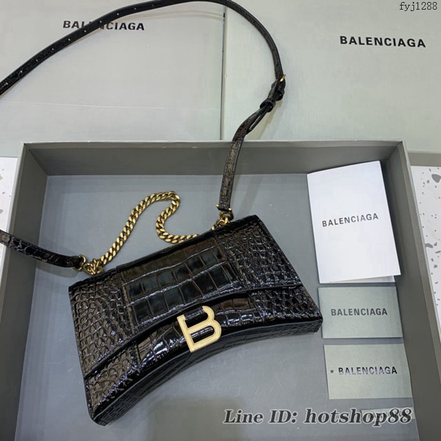 Balenciaga專櫃爆款沙漏包肩背女包 巴黎世家沙漏鏈條斜挎包 fyj1288