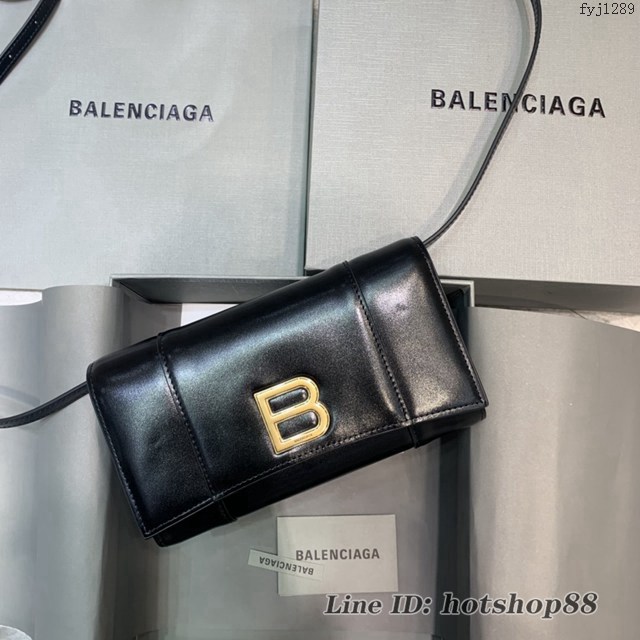 Balenciaga專櫃爆款女包 巴黎世家最新黑色沙漏B扣WOC單肩包斜挎包 fyj1289