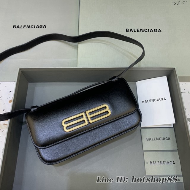 Balenciaga專櫃爆款大號牙籤紋黑肩背包 巴黎世家新款Gossip bag斜挎包 fyj1311