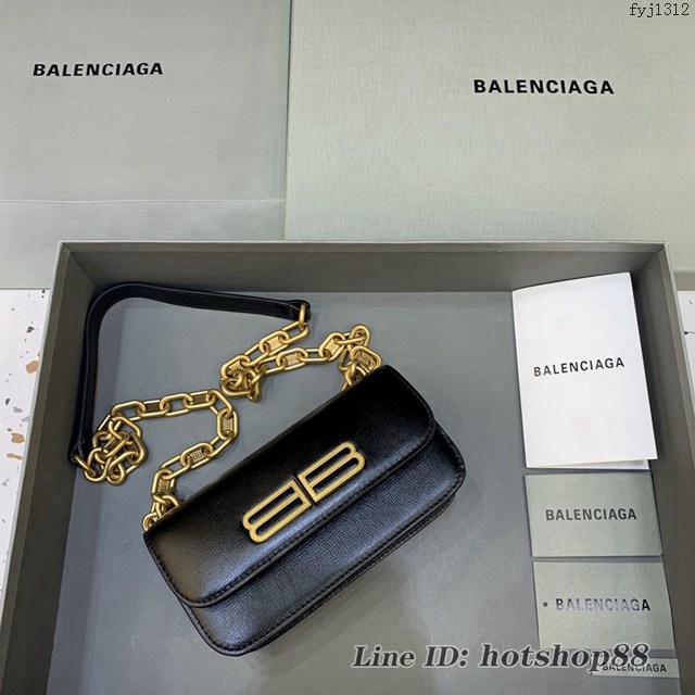 Balenciaga專櫃爆款小號牙籤紋黑肩背包 巴黎世家新款Gossip bag斜挎包 fyj1312