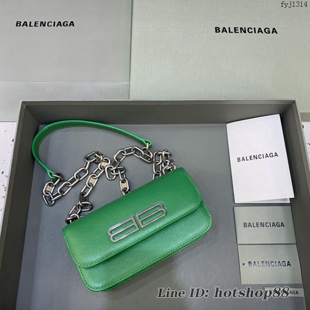 Balenciaga專櫃爆款小號牙籤紋綠肩背包 巴黎世家新款Gossip bag斜挎包 fyj1314