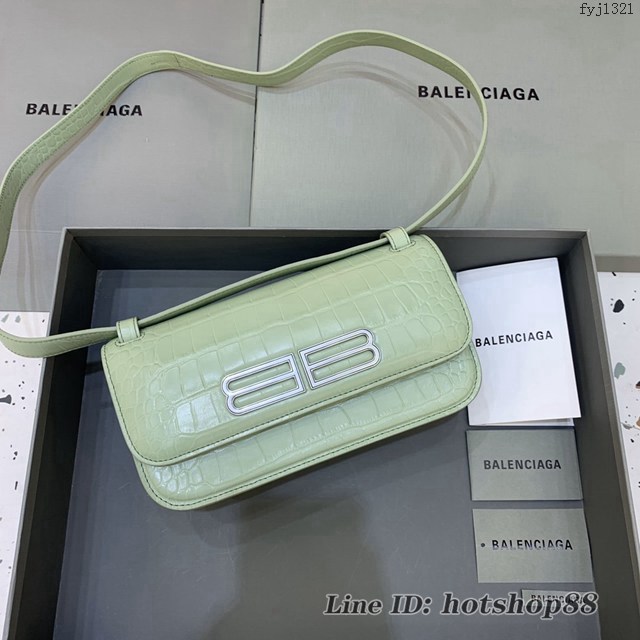 Balenciaga專櫃爆款大號鱷魚薄荷綠肩背包 巴黎世家新款Gossip bag斜挎包 fyj1321