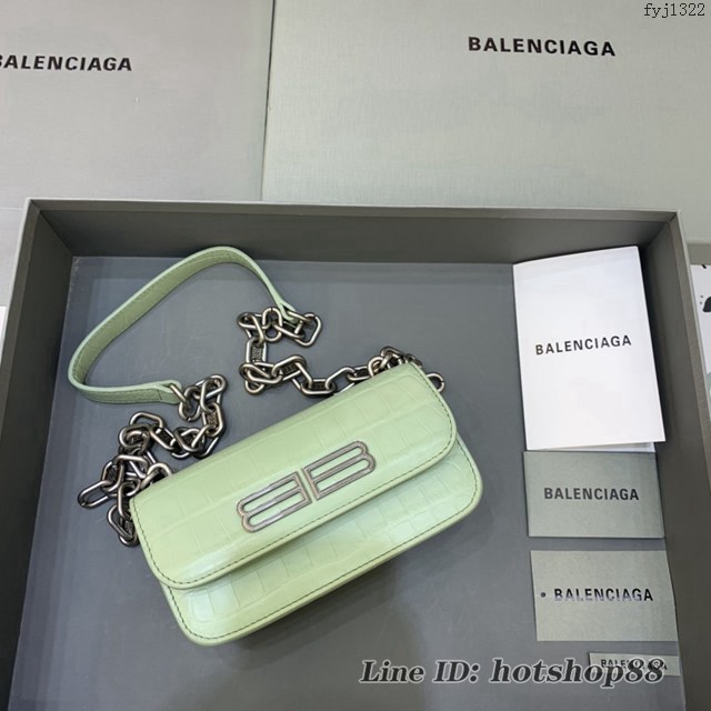 Balenciaga專櫃爆款小號鱷魚薄荷綠肩背包 巴黎世家新款Gossip bag斜挎包 fyj1322