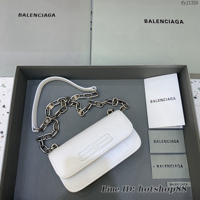 Balenciaga專櫃爆款小號鱷魚白色肩背包 巴黎世家新款Gossip bag斜挎包 fyj1326