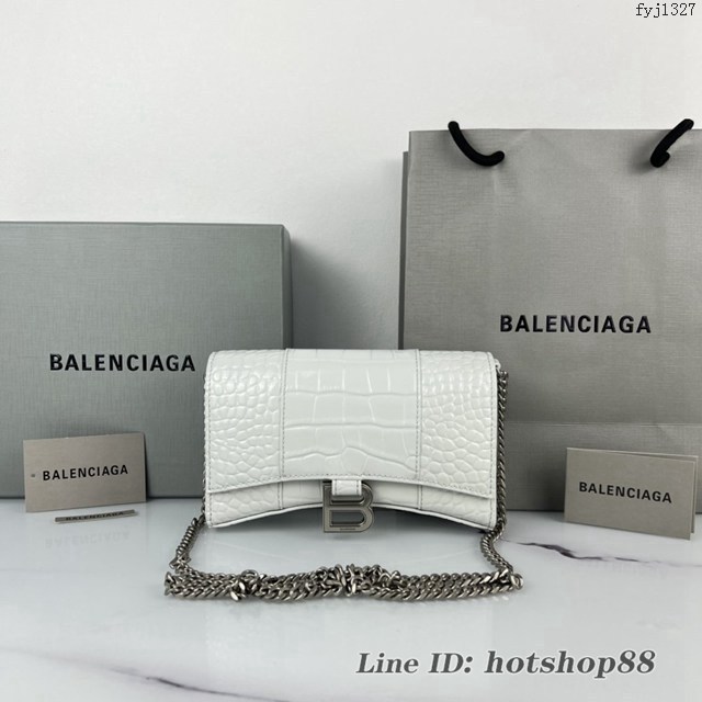 Balenciaga專櫃爆款鱷魚紋牛皮女包 巴黎世家沙漏鏈條斜挎包 fyj1327