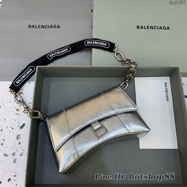 Balenciaga專櫃新品速遞Downtown鏈條單肩包 巴黎世家小號黑色經典Hourglass包 fyj1357