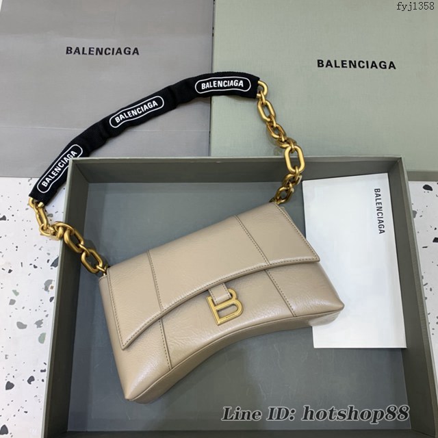 Balenciaga專櫃新品速遞Downtown鏈條單肩包 巴黎世家小號粉色經典Hourglass包 fyj1358