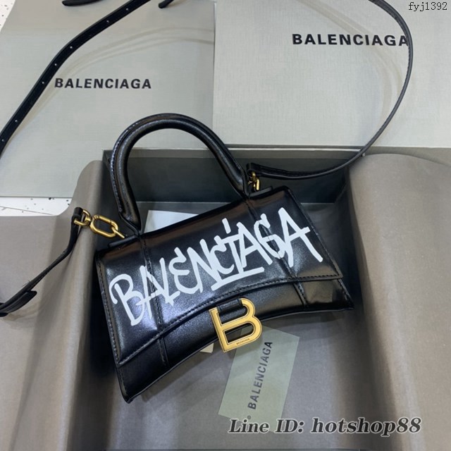 Balenciaga專櫃新款mini號手提肩背女包原單沙漏包 巴黎世家平紋字母塗鴉沙漏包 fyj1392