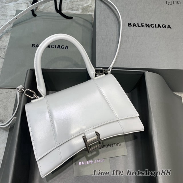 Balenciaga專櫃新款小號手提肩背女包原單沙漏包 巴黎世家平紋白銀扣沙漏包 fyj1407