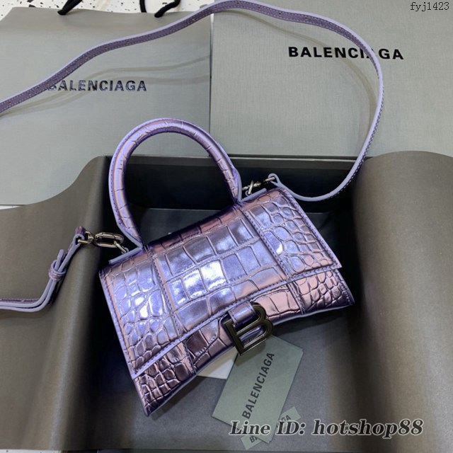 Balenciaga專櫃新款mini號手提肩背女包原單沙漏包 巴黎世家星紫色沙漏包 fyj1423