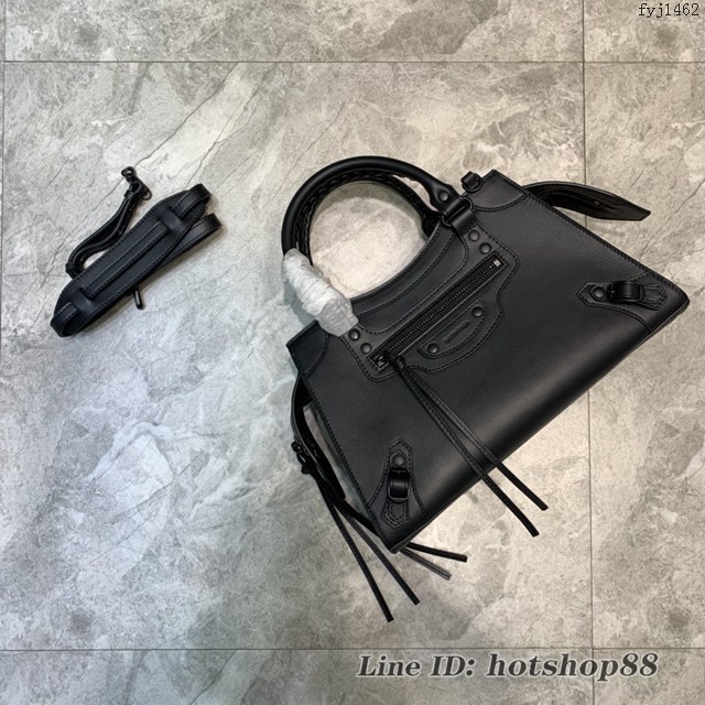 Balenciaga專櫃爆款平紋黑色黑扣手袋手提包 638511 巴黎世家中號Neo Classic機車包 fyj1462