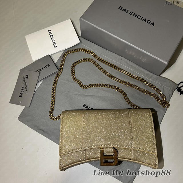 Balenciaga專櫃爆款閃金Hourglass mini鏈帶包 巴黎世家鏈條沙漏包 fyj1466