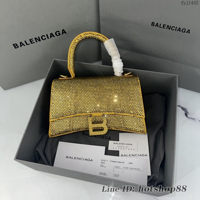 Balenciaga專櫃爆款燙磚重手工小號沙漏包手提包 巴黎世家Hourglass沙漏包 款號：8896 fyj1492