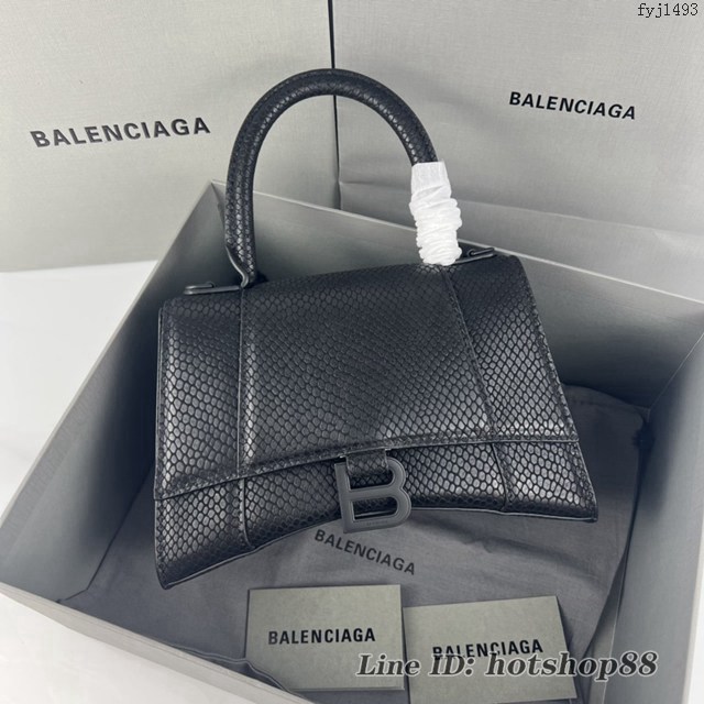 Balenciaga專櫃爆款Hourglass蛇紋沙漏包 巴黎世家蛇紋牛皮手提包 fyj1493