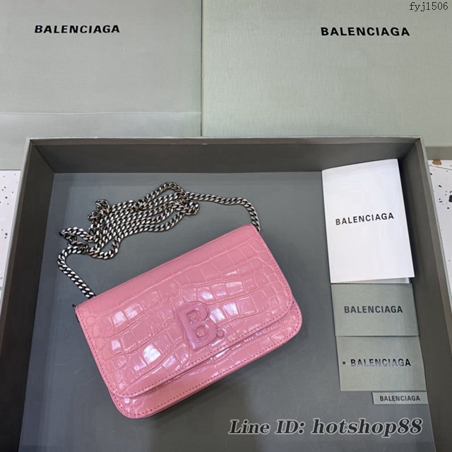 Balenciaga巴黎世家專櫃爆款鱷魚紋牛皮斜挎單肩woc鏈條包 fyj1506