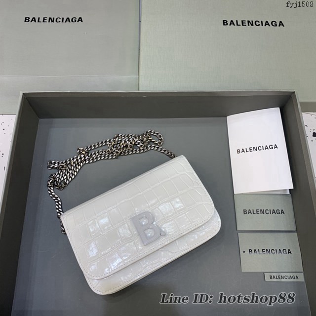 Balenciaga巴黎世家專櫃爆款鱷魚紋牛皮斜挎單肩woc鏈條包 fyj1508