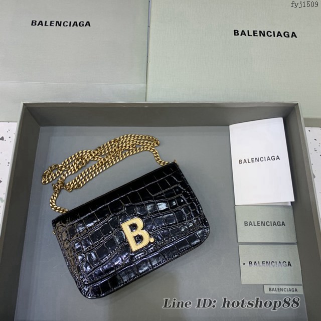 Balenciaga巴黎世家專櫃爆款鱷魚紋牛皮斜挎單肩woc鏈條包 fyj1509