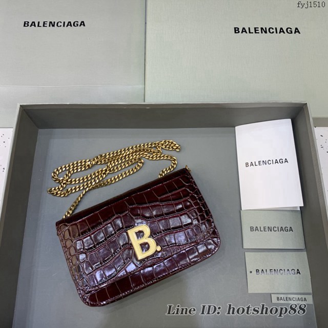 Balenciaga巴黎世家專櫃爆款鱷魚紋牛皮斜挎單肩woc鏈條包 fyj1510