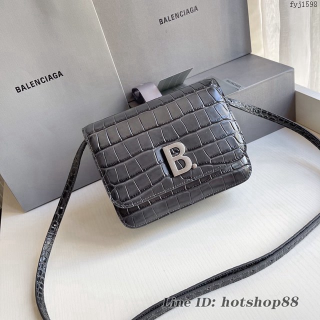 Balenciaga專櫃爆款單肩斜挎女士小包 巴黎世家鱷魚紋小方包 fyj1598