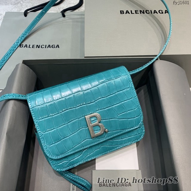 Balenciaga專櫃爆款肩背女包 巴黎世家最新鱷魚紋box單肩斜跨包 fyj1601