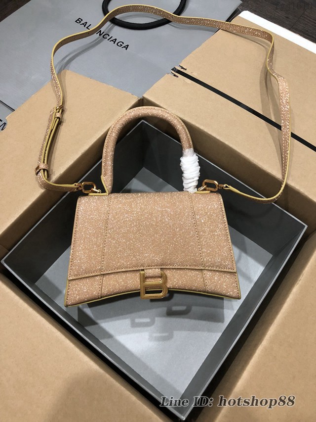 Balenciaga專櫃爆款滿天星大號金色手提女包 巴黎世家Hourglass沙漏包 fyj1613