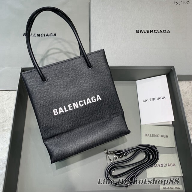 Balenciaga專櫃爆款小牛皮手提托特包 巴黎世家牙籤紋黑色小號方形購物包 fyj1682