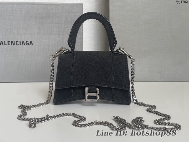 Balenciaga專櫃爆款mini鏈條手提肩背包 巴黎世家閃黑Nano超迷你沙漏包 fyj1709