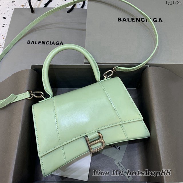 Balenciaga專櫃爆款小號Hourglass手提肩背女包 巴黎世家亮藍色沙漏包 fyj1729