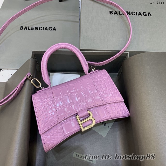 Balenciaga專櫃爆款女士mini號手提包 巴黎世家藍紫色沙漏包 fyj1797