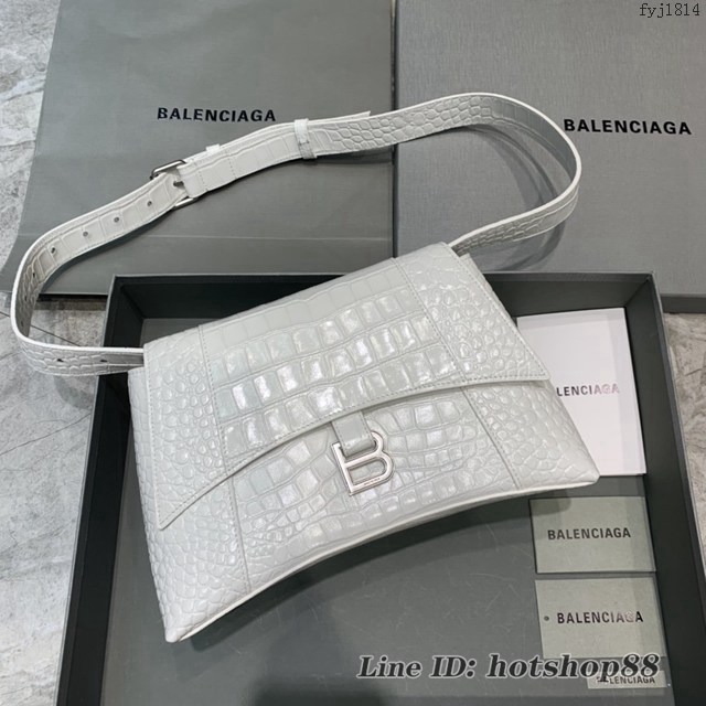 Balenciaga巴黎世家專櫃爆款大號鱷魚白Hourglass沙漏包 fyj1814