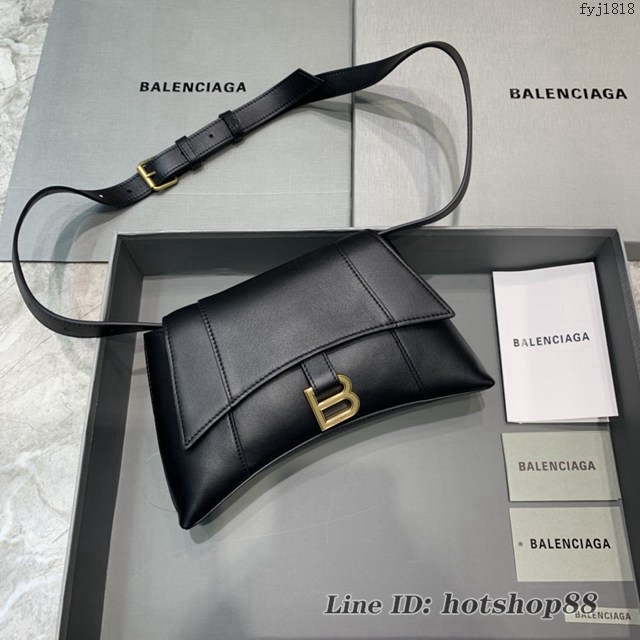 Balenciaga巴黎世家專櫃爆款小號平紋黑色金扣Hourglass沙漏包 fyj1818