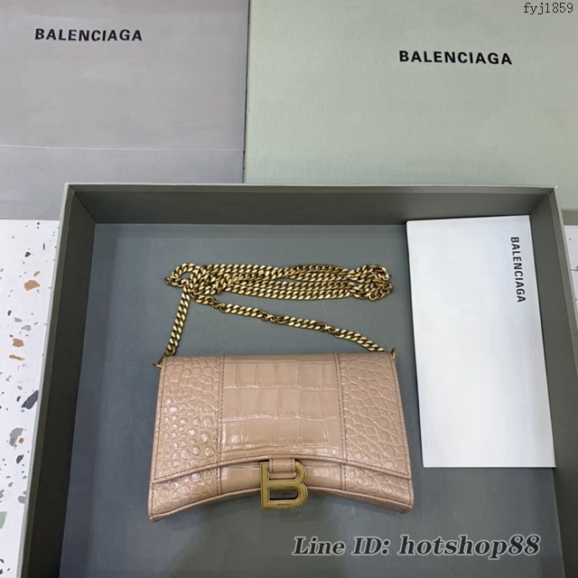 Balenciaga專櫃爆款鱷魚紋迷你女士肩背包 巴黎世家沙漏鏈條斜挎包 fyj1859