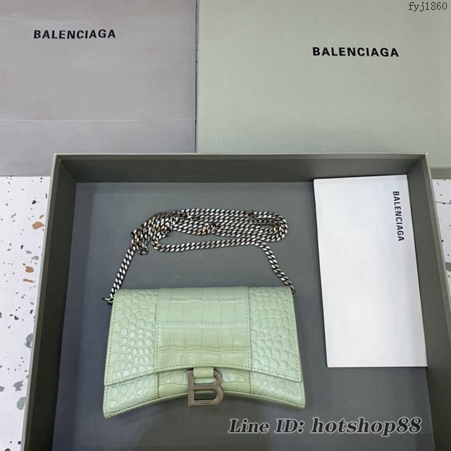 Balenciaga專櫃爆款鱷魚紋迷你女士肩背包 巴黎世家沙漏鏈條斜挎包 fyj1860